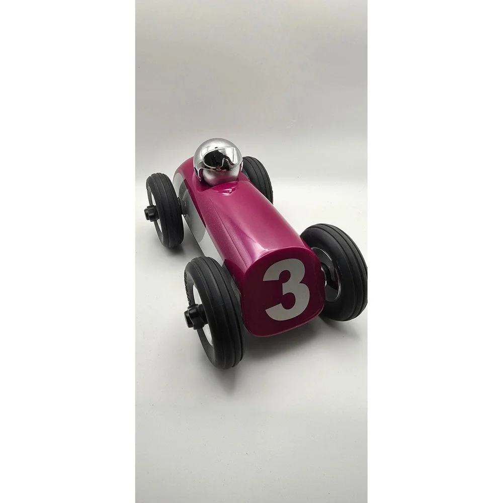 Playforever Clyde Racing Car Fuchsia Pink Silver Metallic Toy No 3 Mid Century
